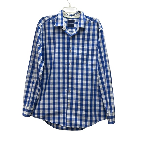 Tommy Bahama Other - Tommy Bahama Mens XL Button Down Shirt Blue White Checkered Pima Cotton Marlin